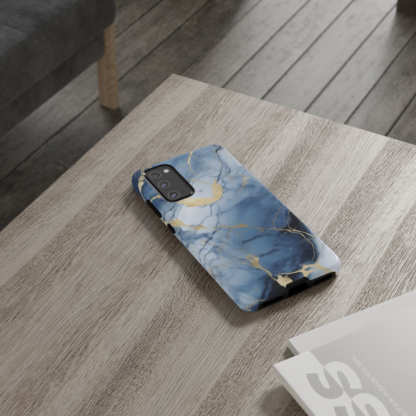 Navy Blue Marble Tough Phone Case