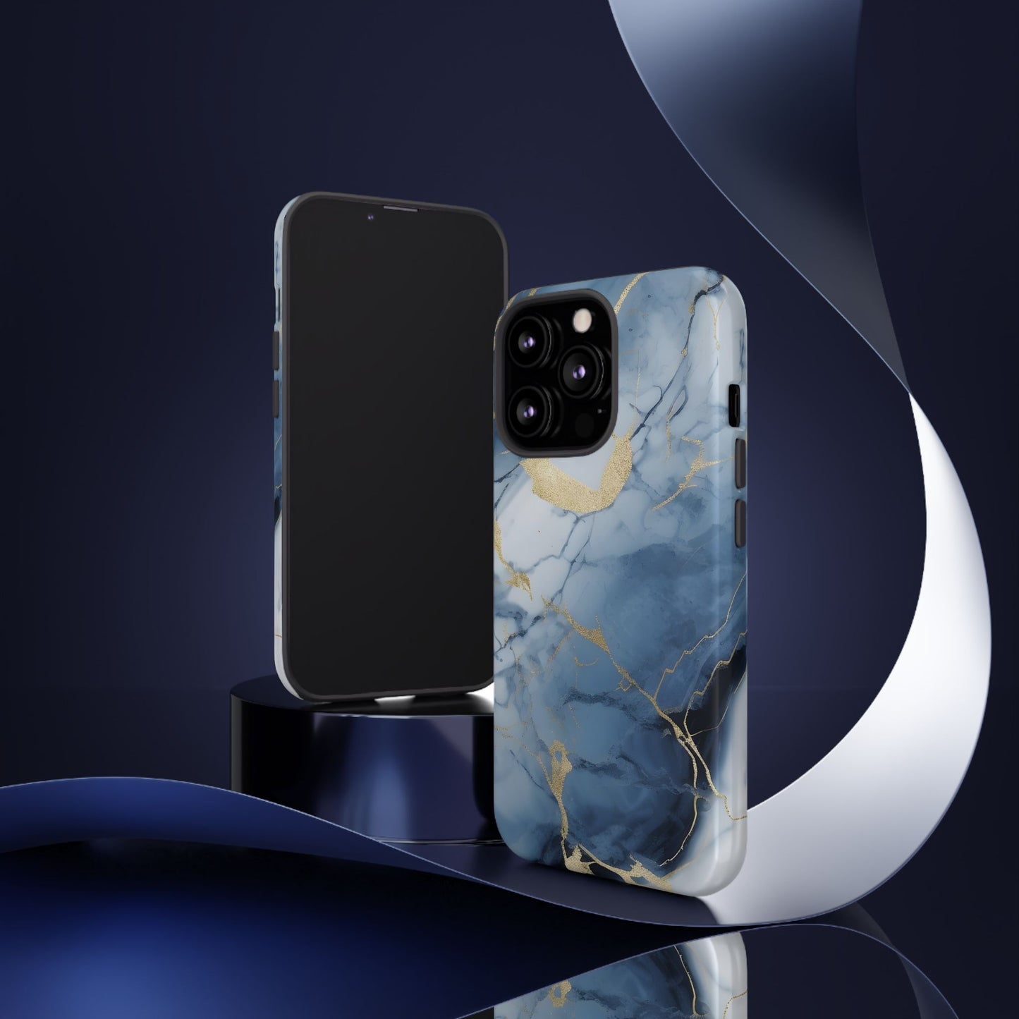 Navy Blue Marble Tough Phone Case