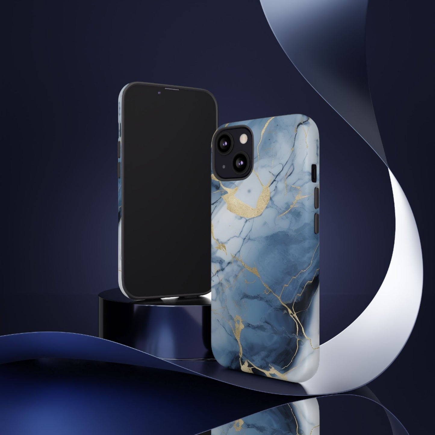 Navy Blue Marble Tough Phone Case