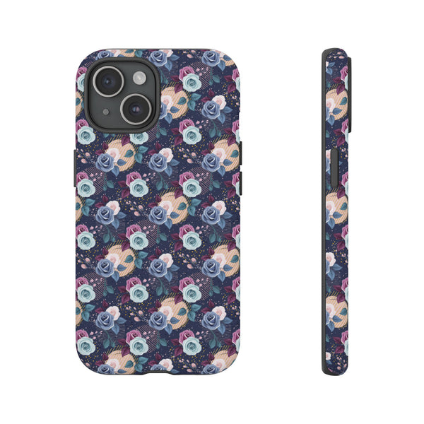 Navy & Pink Florals  - Tough Phone Case