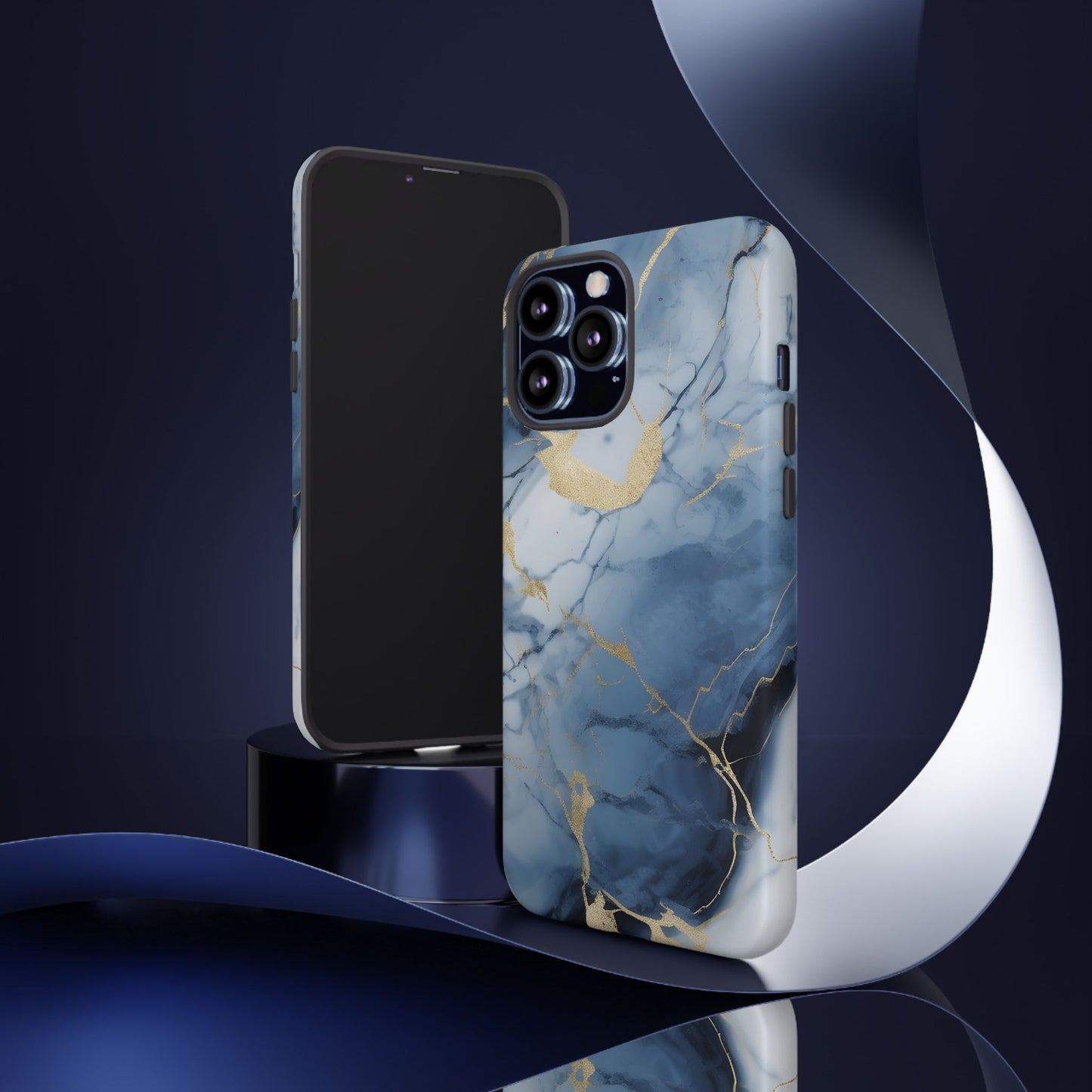 Navy Blue Marble Tough Phone Case