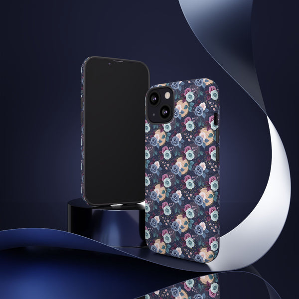 Navy & Pink Florals  - Tough Phone Case