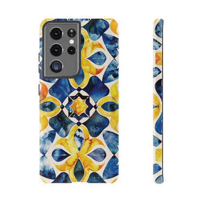 Kaleidoscope Art Phone Case - Bold Blue & Gold Geometric Design | Statement Maker Tough Case