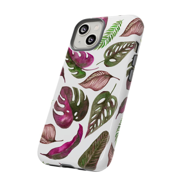 Pink & White Tropical Leaves - Tough Case