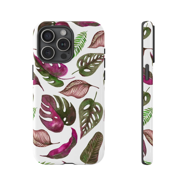 Pink & White Tropical Leaves - Tough Case