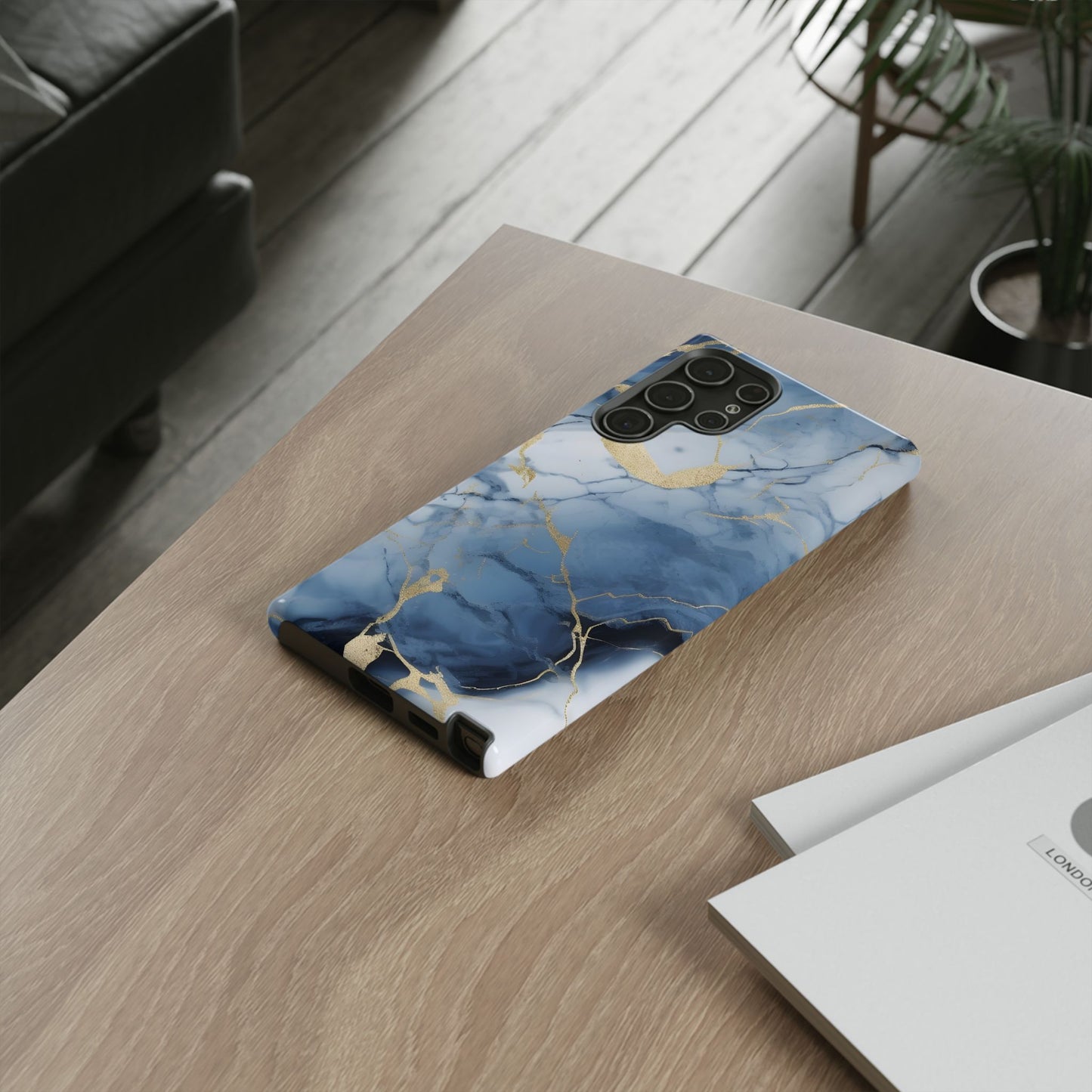 Navy Blue Marble Tough Phone Case