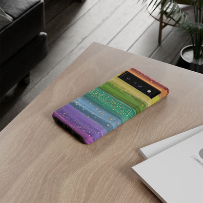 Rainbow Glitter Brush Strokes - Tough Case
