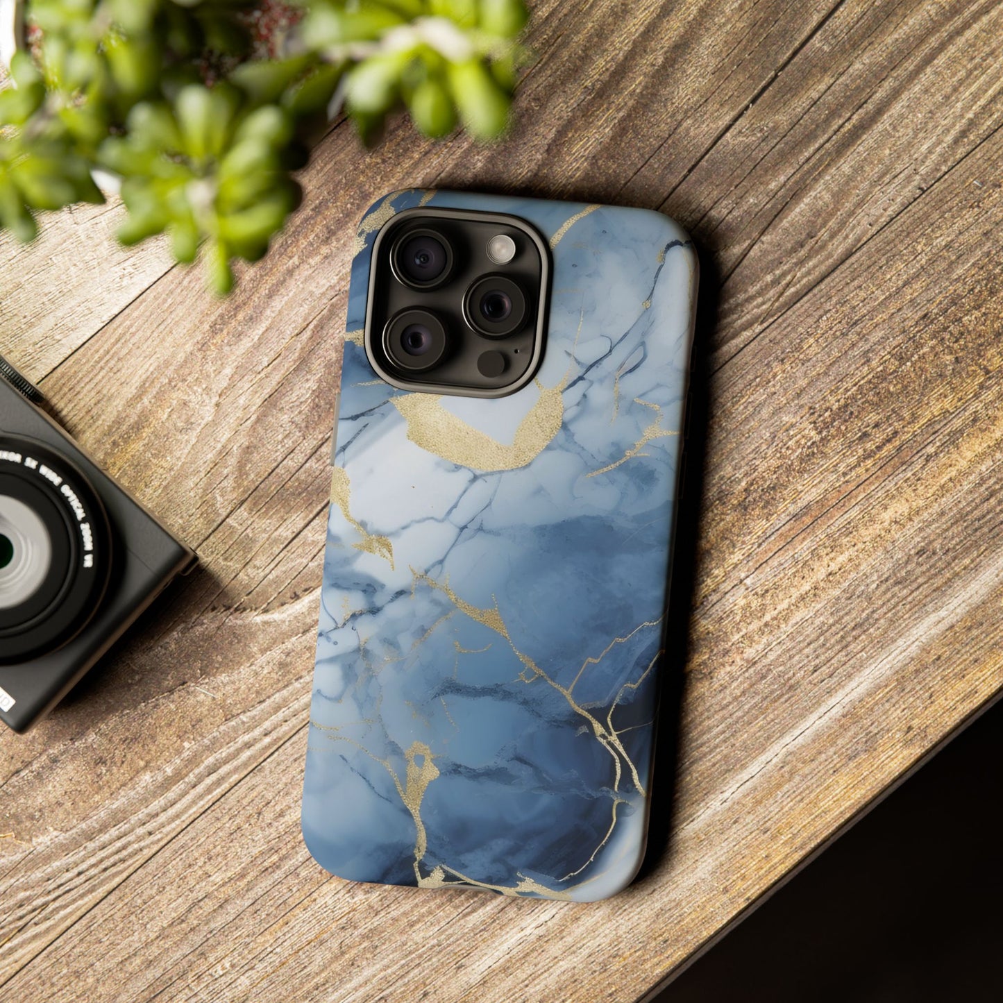 Navy Blue Marble Tough Phone Case