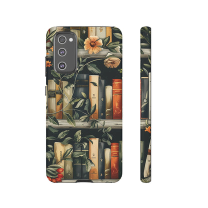 Cozy Bookshelf & Floral Tough Phone Case – Protective & Aesthetic for Book Lovers