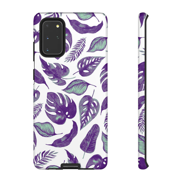 Purple & Mint Tropical Leaves on White - Tough Case