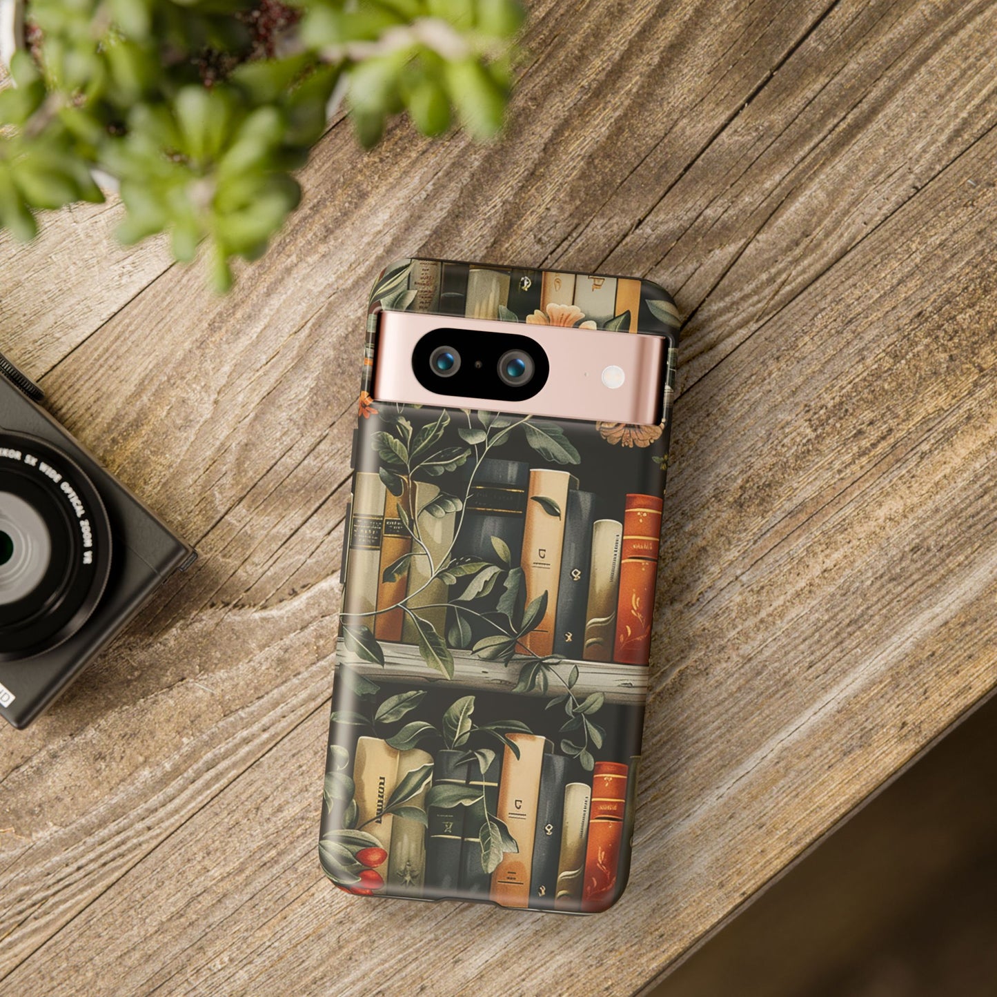 Cozy Bookshelf & Floral Tough Phone Case – Protective & Aesthetic for Book Lovers