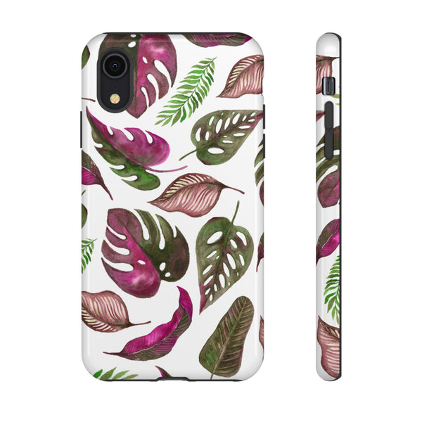 Pink & White Tropical Leaves - Tough Case