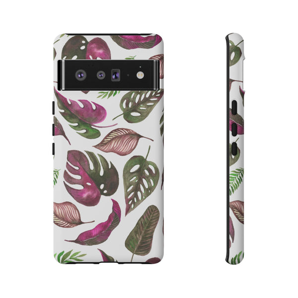 Pink & White Tropical Leaves - Tough Case