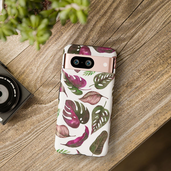 Pink & White Tropical Leaves - Tough Case