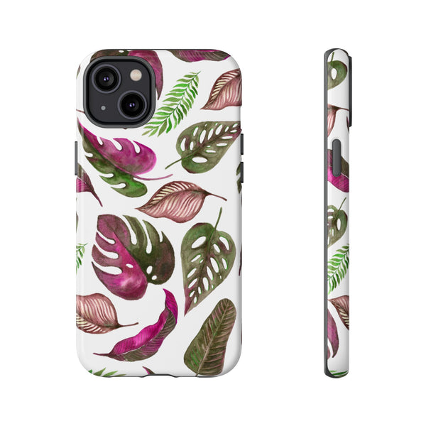 Pink & White Tropical Leaves - Tough Case