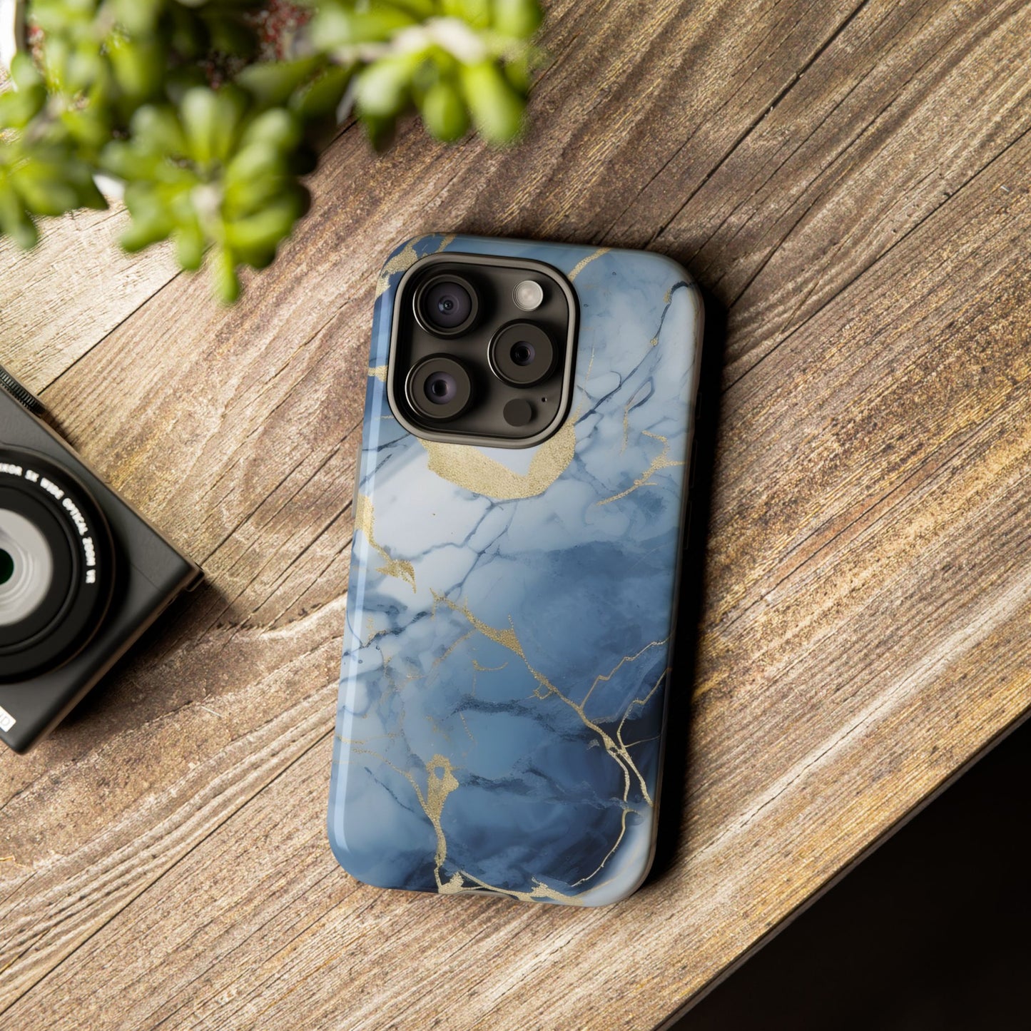 Navy Blue Marble Tough Phone Case