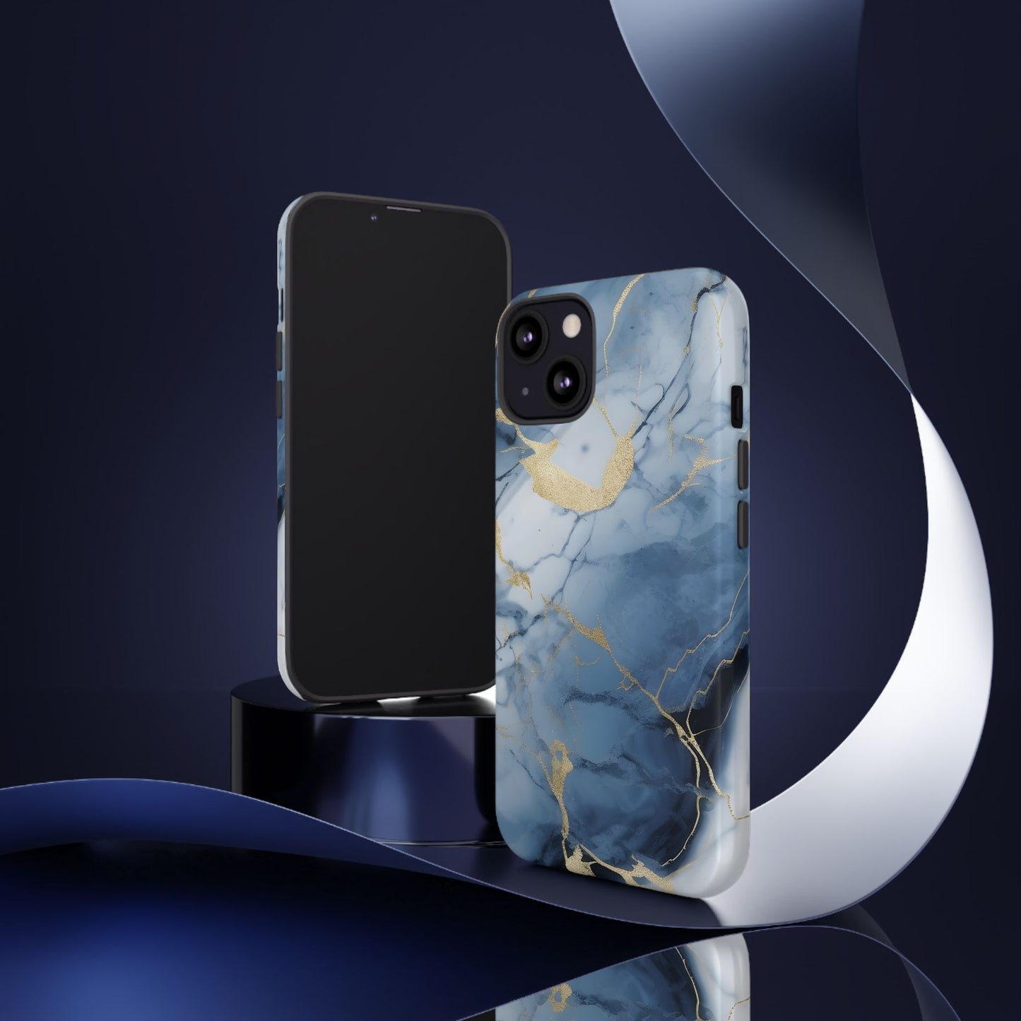 Navy Blue Marble Tough Phone Case