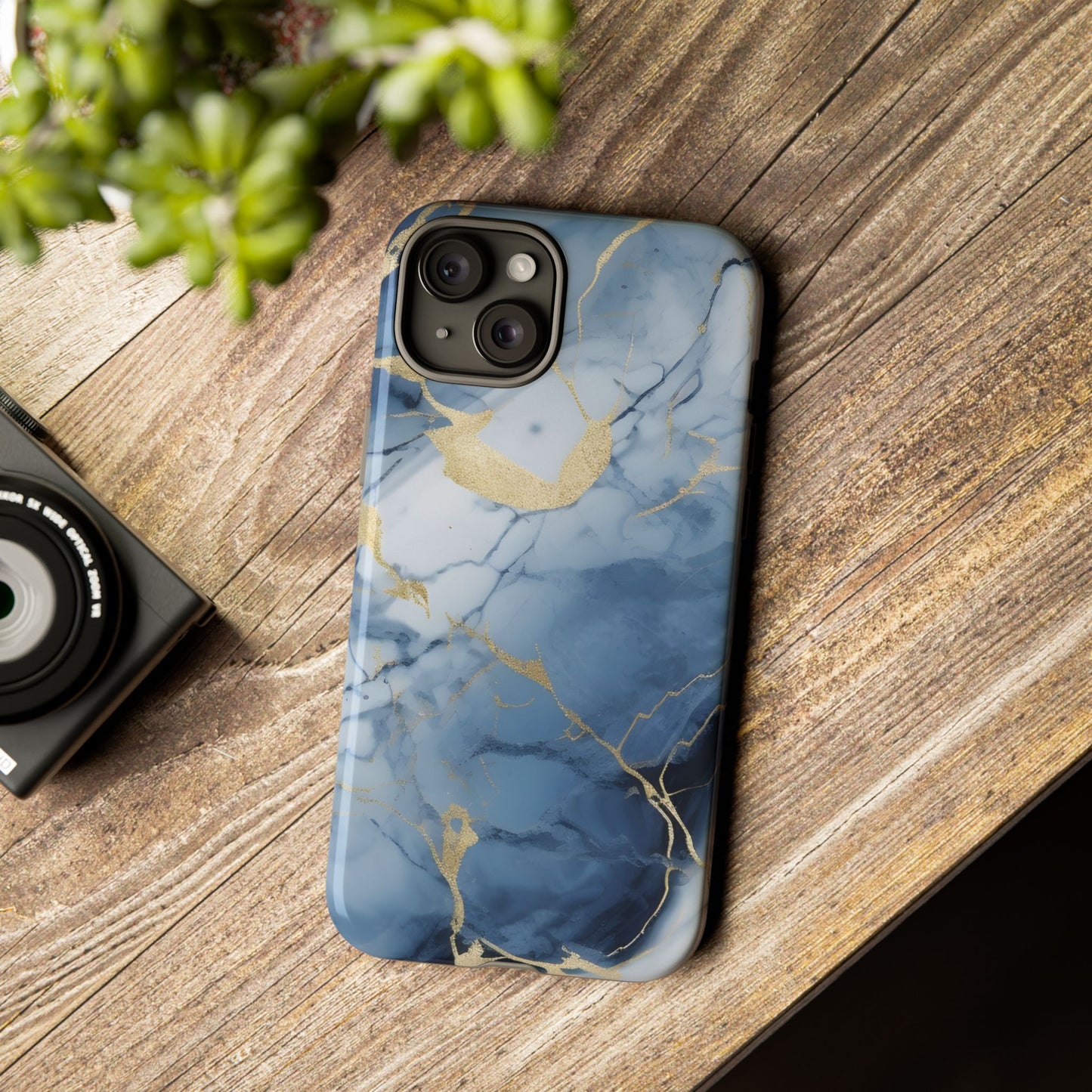 Navy Blue Marble Tough Phone Case