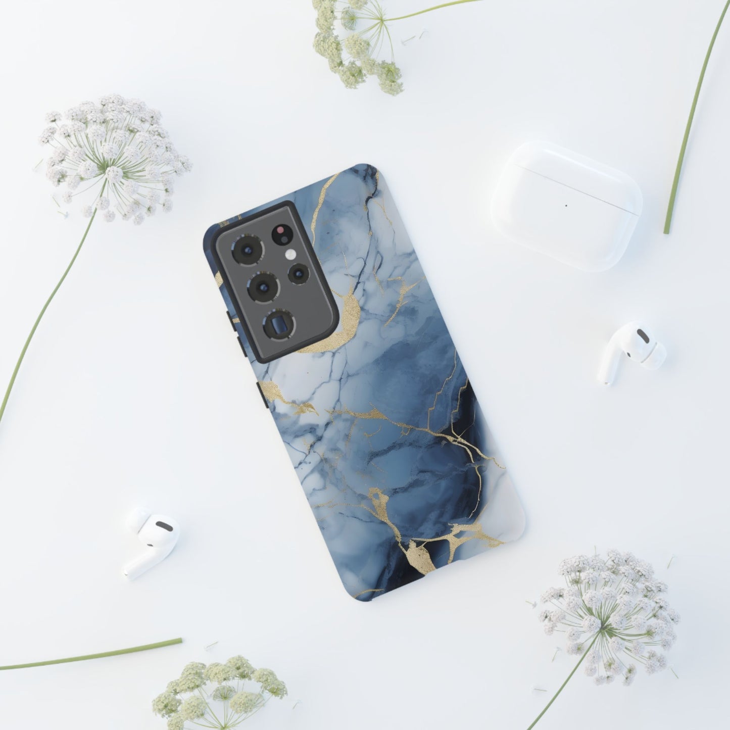 Navy Blue Marble Tough Phone Case