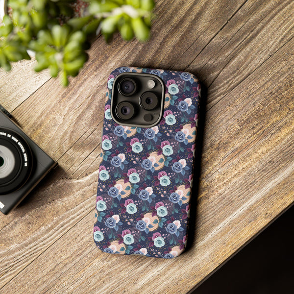 Navy & Pink Florals  - Tough Phone Case