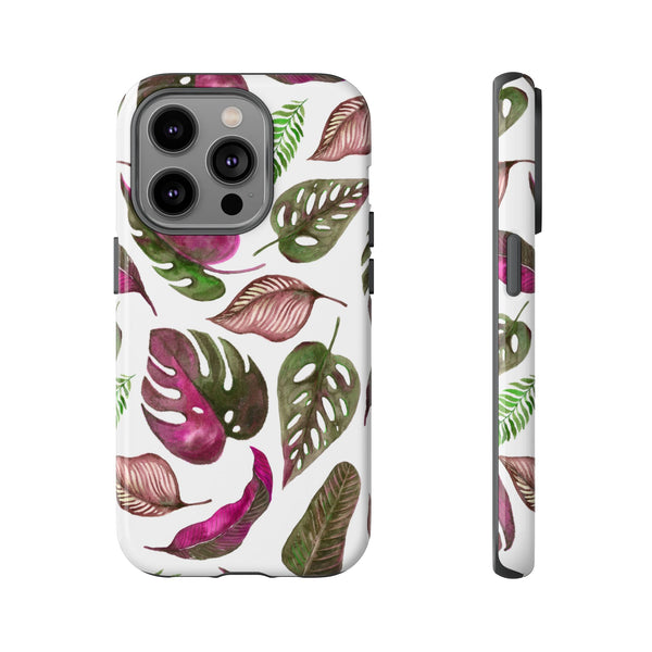 Pink & White Tropical Leaves - Tough Case