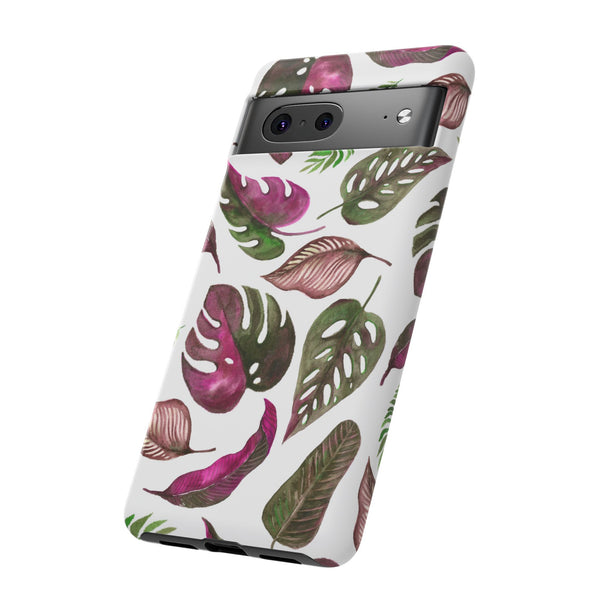 Pink & White Tropical Leaves - Tough Case