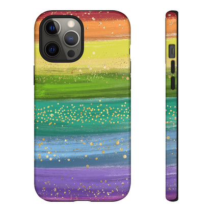 Rainbow Glitter Brush Strokes - Tough Case
