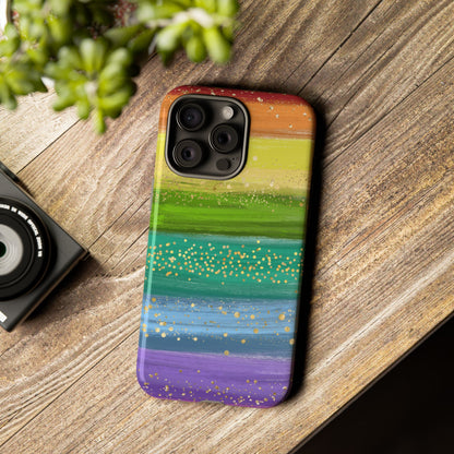 Rainbow Glitter Brush Strokes - Tough Case