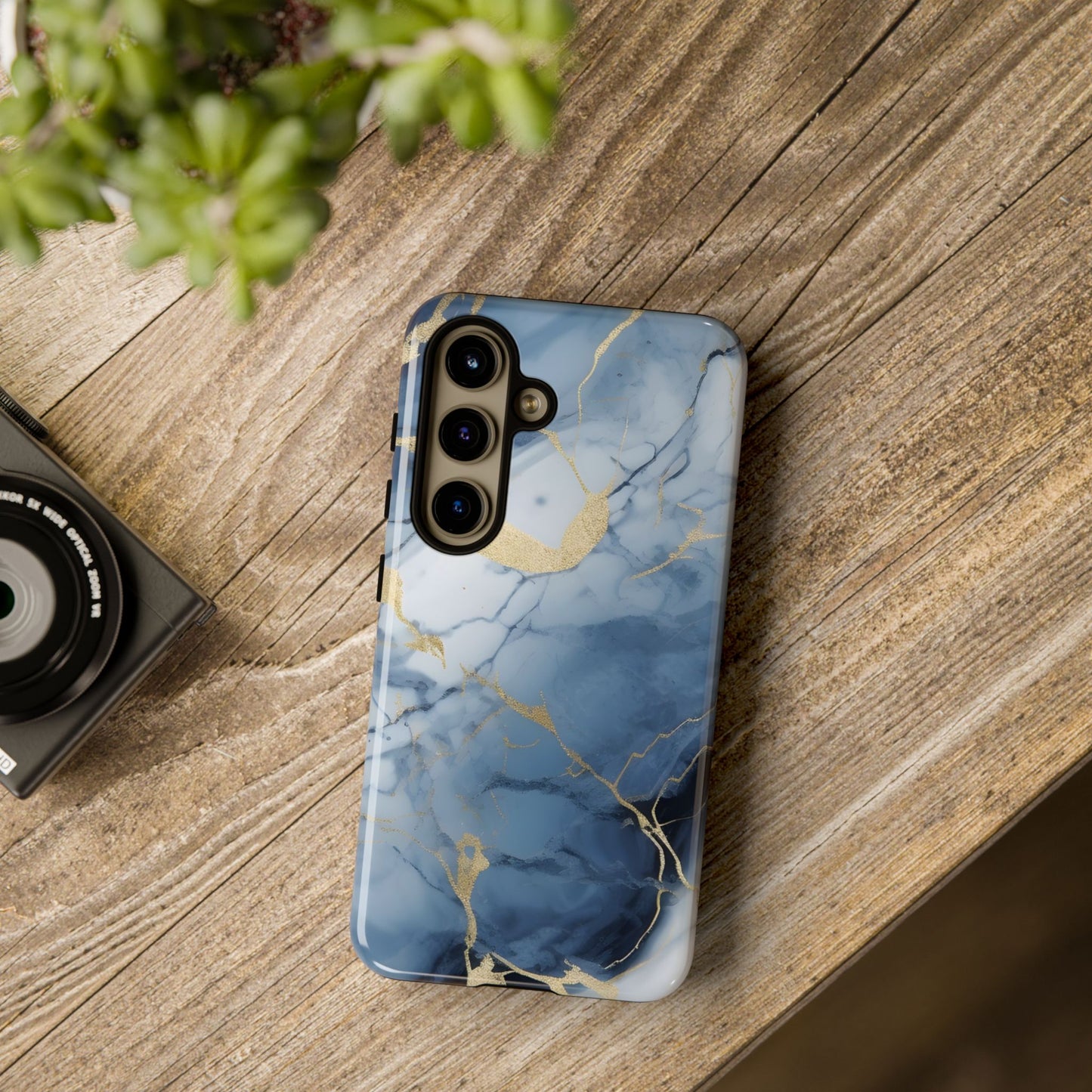 Navy Blue Marble Tough Phone Case