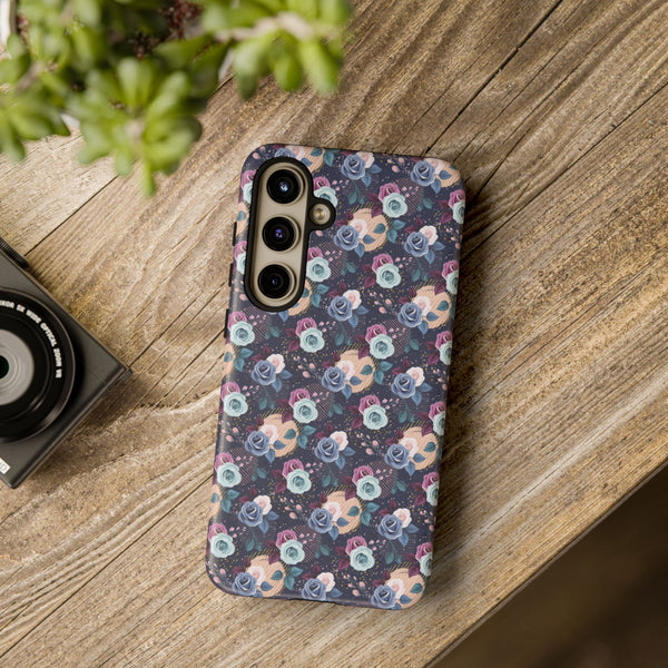 Navy & Pink Florals  - Tough Phone Case