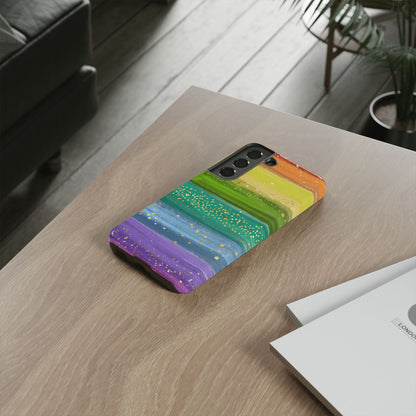 Rainbow Glitter Brush Strokes - Tough Case