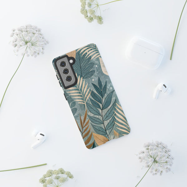 Blue Boho Leaves Tough Case