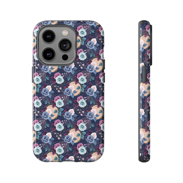 Navy & Pink Florals  - Tough Phone Case