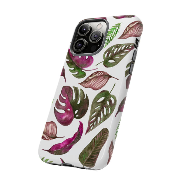 Pink & White Tropical Leaves - Tough Case