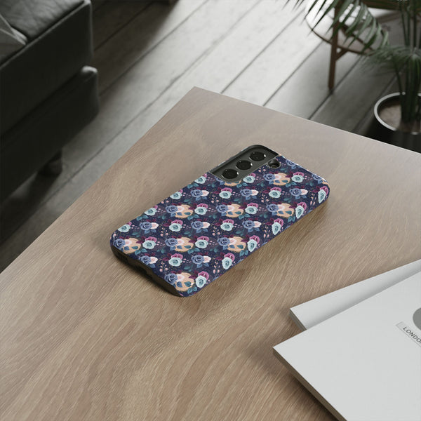 Navy & Pink Florals  - Tough Phone Case