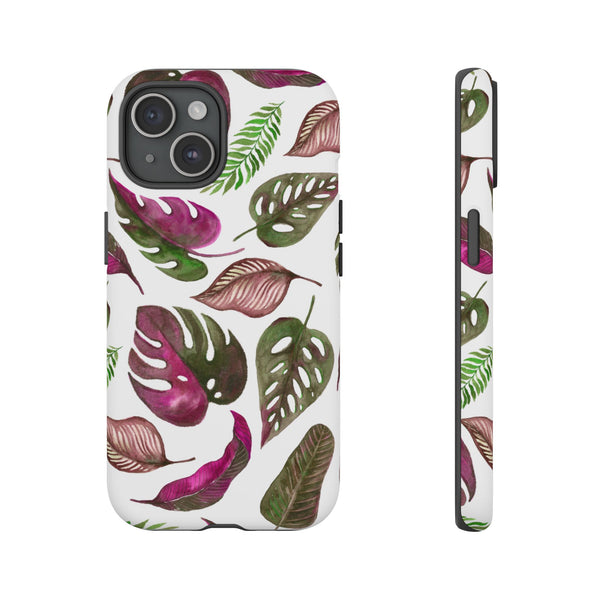 Pink & White Tropical Leaves - Tough Case