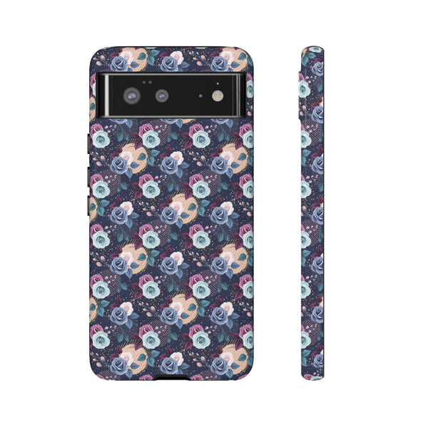 Navy & Pink Florals  - Tough Phone Case