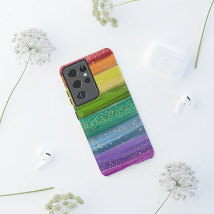 Rainbow Glitter Brush Strokes - Tough Case