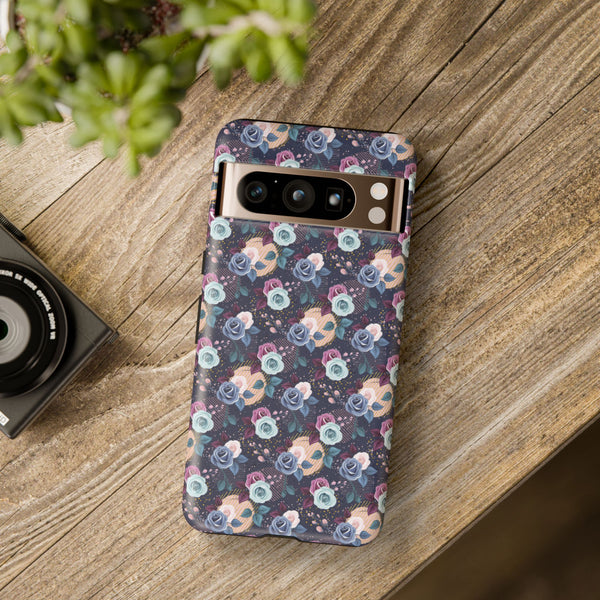 Navy & Pink Florals  - Tough Phone Case