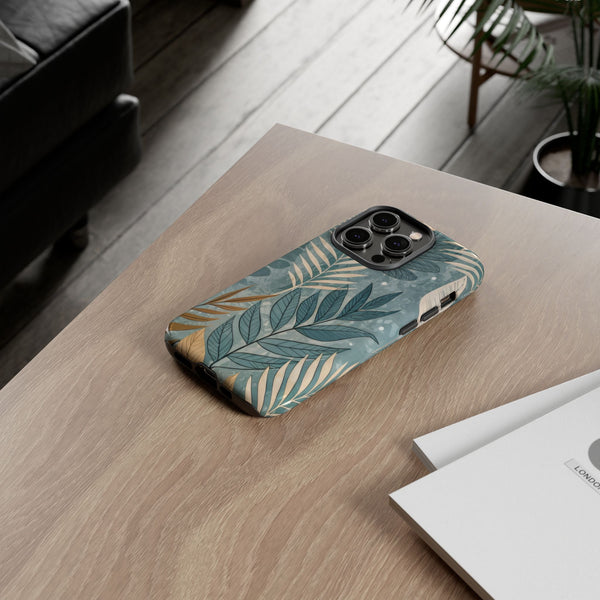 Blue Boho Leaves Tough Case