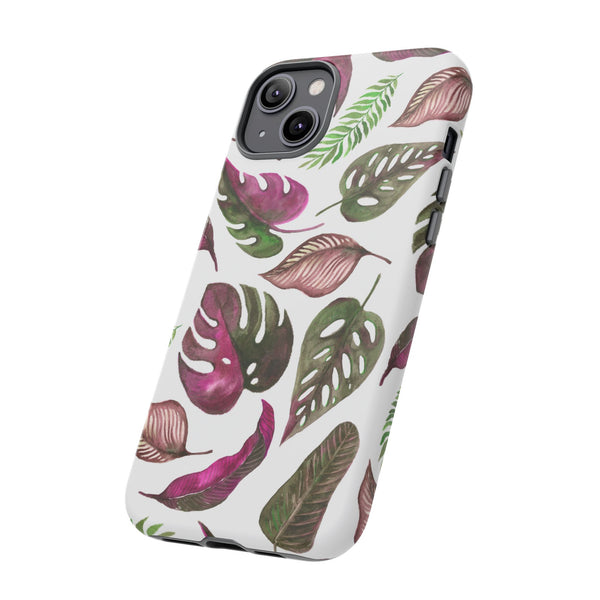 Pink & White Tropical Leaves - Tough Case