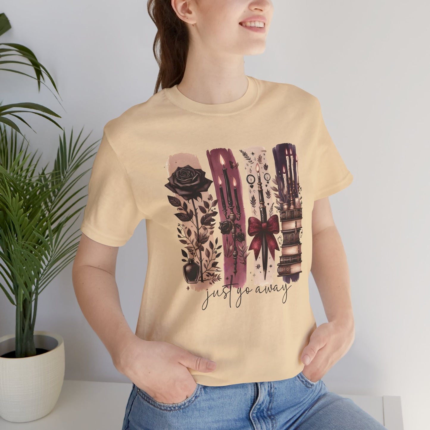 Just Go Away T-Shirt - Dark Fantasy Book Lover Tee | Bookish Introvert Aesthetic Shirt