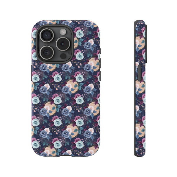 Navy & Pink Florals  - Tough Phone Case