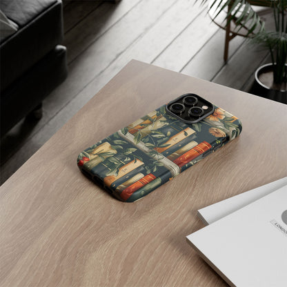 Cozy Bookshelf & Floral Tough Phone Case – Protective & Aesthetic for Book Lovers