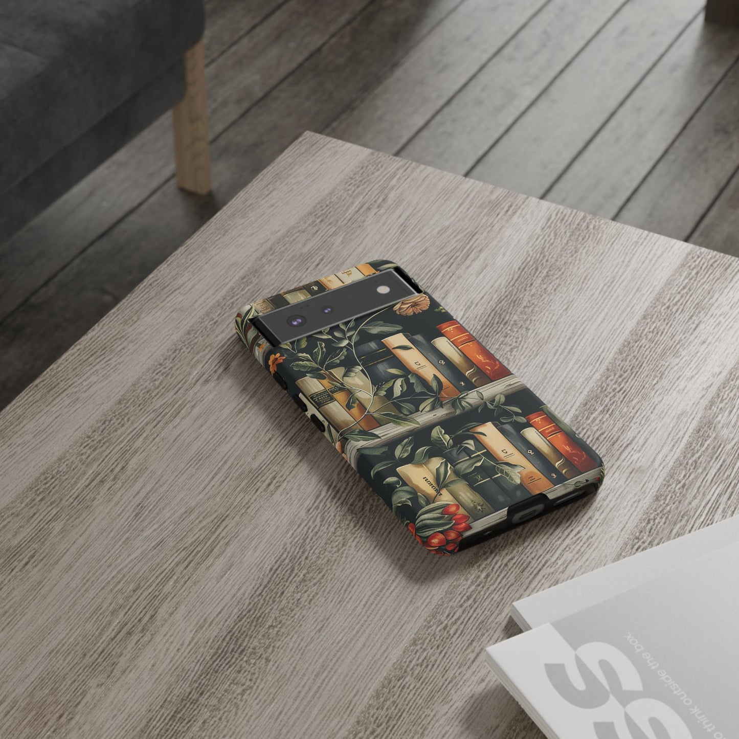 Cozy Bookshelf & Floral Tough Phone Case – Protective & Aesthetic for Book Lovers