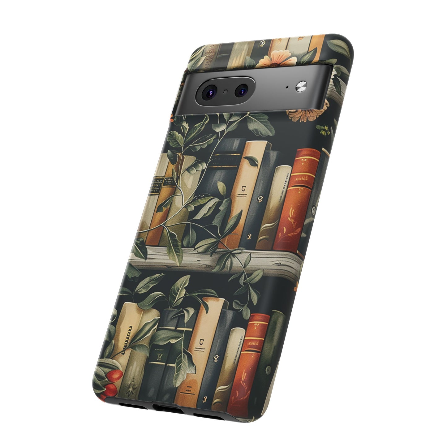 Cozy Bookshelf & Floral Tough Phone Case – Protective & Aesthetic for Book Lovers