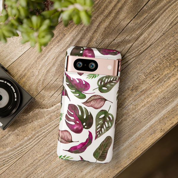 Pink & White Tropical Leaves - Tough Case