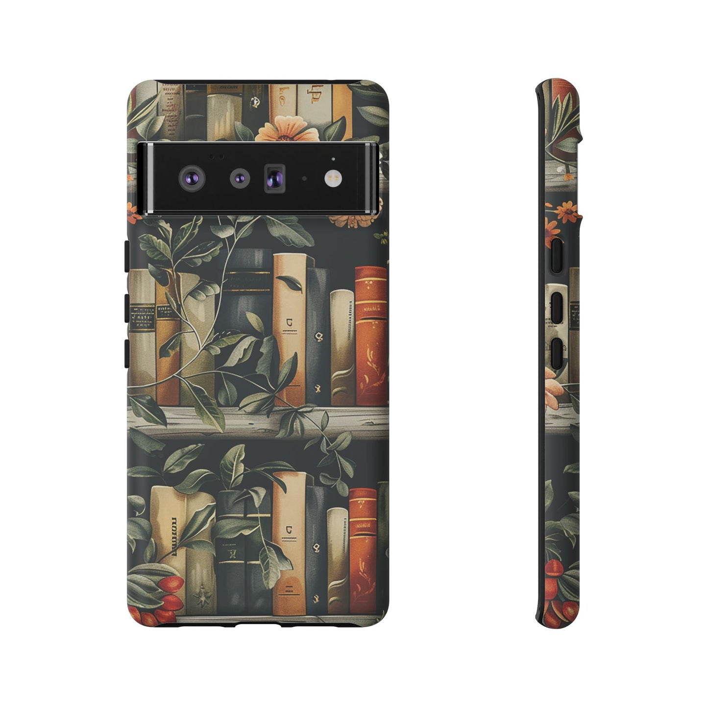 Cozy Bookshelf & Floral Tough Phone Case – Protective & Aesthetic for Book Lovers