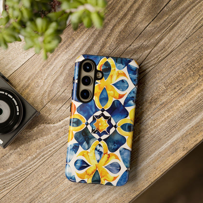 Kaleidoscope Art Phone Case - Bold Blue & Gold Geometric Design | Statement Maker Tough Case