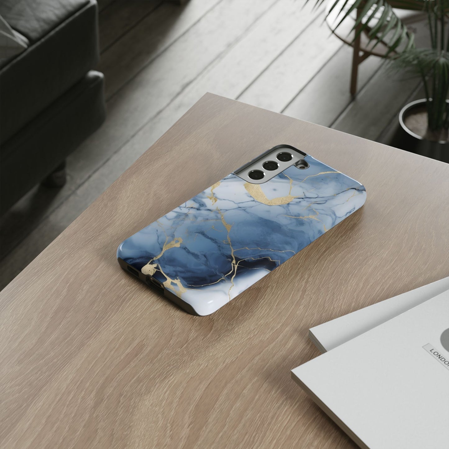 Navy Blue Marble Tough Phone Case
